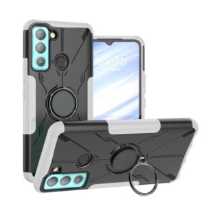 For Tecno Pop 5 LTE Armor Bear Shockproof PC + TPU Phone Case(White) (OEM)
