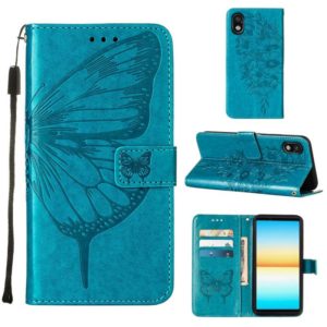 For Sony Xperia ACE III Embossed Butterfly Leather Phone Case(Blue) (OEM)