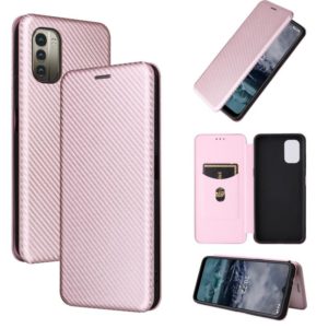 For Nokia G11 / G21 Carbon Fiber Texture Leather Phone Case(Pink) (OEM)