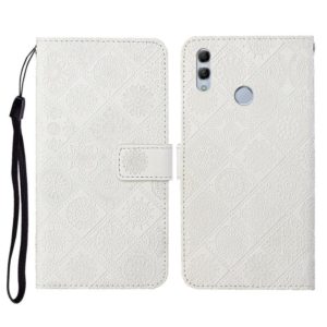 For Huawei Honor 8X Ethnic Style Embossed Pattern Horizontal Flip Leather Case with Holder & Card Slots & Wallet & Lanyard(White) (OEM)
