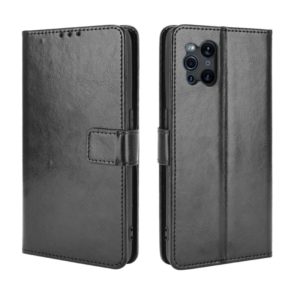 For OPPO Find X3 / Find X3 Pro Retro Crazy Horse Texture Horizontal Flip Leather Case with Holder & Card Slots & Lanyard(Black) (OEM)