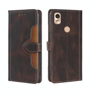 For Kyocera KY-51B Skin Feel Straw Hat Magnetic Buckle Leather Phone Case(Brown) (OEM)