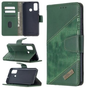For Huawei P smart 2020 Matching Color Crocodile Texture Horizontal Flip PU Leather Case with Holder & Card Slots & Wallet(Green) (OEM)