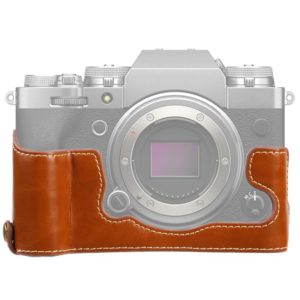 1/4 inch Thread PU Leather Camera Half Case Base for FUJIFILM X-T4 (Brown) (OEM)