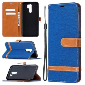 For Xiaomi Redmi 9 Color Matching Denim Texture Horizontal Flip Leather Case with Holder & Card Slots & Wallet & Lanyard(Royal Blue) (OEM)