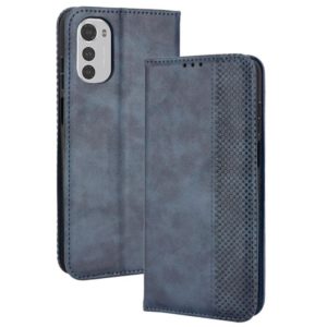 For Motorola Moto G22 / E32s 4G Magnetic Buckle Retro Crazy Horse Leather Phone Case(Blue) (OEM)