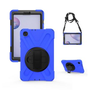 For Samsung Galaxy Tab A 8.4 2020 T307U Shockproof Colorful Silicone + PC Protective Case with Holder & Shoulder Strap & Hand Strap(Blue) (OEM)