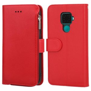 For Huawei Nova 5i Pro / Mate 30 Lite Microfiber Zipper Horizontal Flip Leather Case(Red) (OEM)