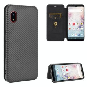 For Samsung Galaxy A20 (SC-02M) SCV46 Carbon Fiber Texture Horizontal Flip TPU + PC + PU Leather Case with Rope & Card Slot(Black) (OEM)