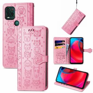 For Motorola MOTO G Stylus 5G Cute Cat and Dog Embossed Horizontal Flip Leather Case with Holder & Card Slots & Wallet & Lanyard(Pink) (OEM)