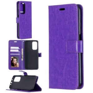 For Xiaomi Mi 10T Pro Crazy Horse Texture Horizontal Flip Leather Case with Holder & Card Slots & Wallet & Photo Frame(Purple) (OEM)