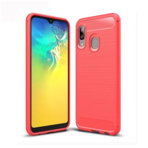 Brushed Texture Carbon Fiber TPU Case for Galaxy A20e (Red) (OEM)