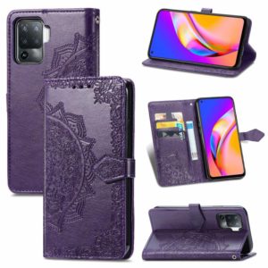 For OPPO A94 4G / F19 Pro Mandala Embossing Pattern Horizontal Flip Leather Case with Holder & Card Slots & Wallet & Lanyard(Purple) (OEM)