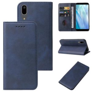 For Sharp Aquos Sense 3 Basic Magnetic Closure Leather Phone Case(Blue) (OEM)