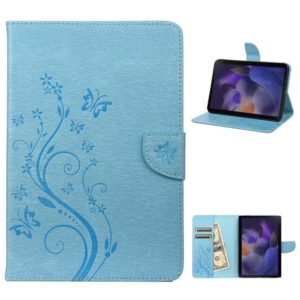 For Samsung Galaxy Tab A8 10.5 2021 X200 / X205 Butterfly Flower Embossing Pattern Leather Tablet Case(Blue) (OEM)