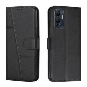 For Infinix Hot 12 Stitching Calf Texture Buckle Leather Phone Case(Black) (OEM)