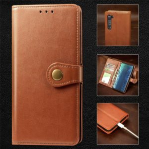 For Motorola Edge Retro Solid Color Leather Buckle Phone Case with Lanyard & Photo Frame & Card Slot & Wallet & Stand Function(Brown) (OEM)