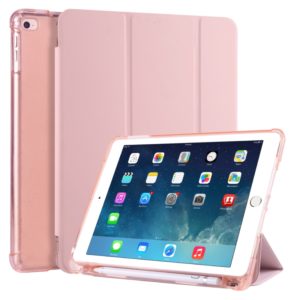 For iPad Air / Air 2 / 9.7 (2017) & (2018) 3-folding Horizontal Flip PU Leather + Shockproof TPU Case with Holder & Pen Slot(Pink) (OEM)