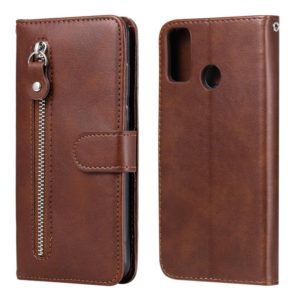 For Huawei Honor 9X Lite Fashion Calf Texture Zipper Horizontal Flip Leather Case with Stand & Card Slots & Wallet Function(Brown) (OEM)