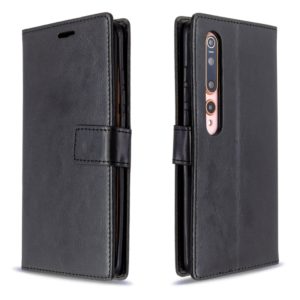 For xiaomi 10 Crazy Horse Texture Horizontal Flip Leather Case with Holder & Card Slots & Wallet & Photo Frame(BLACK) (OEM)