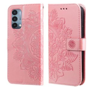 For OnePlus Nord N200 5G 7-petal Flowers Embossing Pattern Horizontal Flip PU Leather Case with Holder & Card Slots & Wallet & Photo Frame(Rose Gold) (OEM)