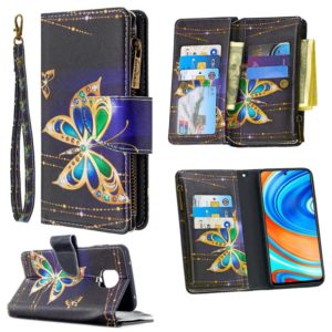 For Xiaomi Redmi Note 9 Pro Colored Drawing Pattern Zipper Horizontal Flip Leather Case with Holder & Card Slots & Wallet(Big Butterfly) (OEM)