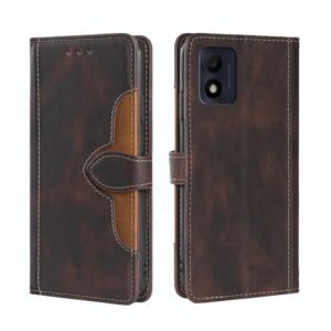 For Alcatel 1B 2022 Stitching Skin Feel Magnetic Buckle Horizontal Flip PU Leather Case(Brown) (OEM)