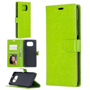 For Xiaomi Poco X3 NFC Crazy Horse Texture Horizontal Flip Leather Case with Holder & Card Slots & Wallet & Photo Frame(Green) (OEM)