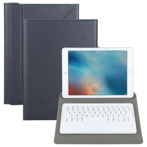 Universal Detachable Bluetooth Keyboard + Leather Tablet Case with Touchpad for iPad 9-10 inch, Specification:White Keyboard(Black) (OEM)