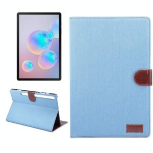For Samsung Galaxy Tab S7 T870 Denim Texture PC Horizontal Flip Leather Protective Case, with Holder & Card Slots & Wallet & Photo Frame & Sleep / Wake-up Function(Shallow Blue) (OEM)