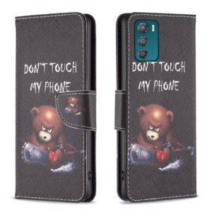 For Motorola Moto G42 4G Colored Drawing Pattern Leather Phone Case(Bear) (OEM)