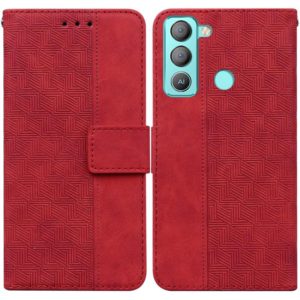 For Tecno Pop 5 LTE BD4 Geometric Embossed Leather Phone Case(Red) (OEM)