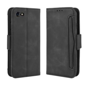 For iPhone SE 2022 / SE 2020 Wallet Style Skin Feel Calf Pattern Leather Case ，with Separate Card Slot(Black) (OEM)