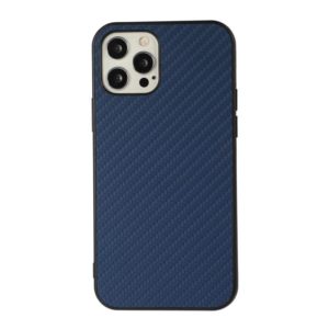 For iPhone 12 Pro Carbon Fiber Skin PU + PC + TPU Shockprof Protective Case(Blue) (OEM)