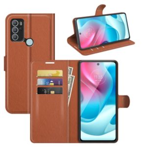 For Motorola Moto G60S Litchi Texture Horizontal Flip Phone Protective Case with Holder & Card Slots & Wallet(Brown) (OEM)