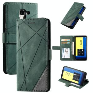 For Samsung Galaxy J6 Skin Feel Splicing Horizontal Flip Leather Case with Holder & Card Slots & Wallet & Photo Frame(Green) (OEM)