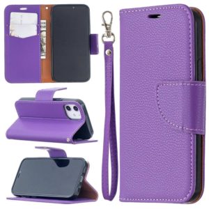 For iPhone 12 mini Litchi Texture Pure Color Horizontal Flip Leather Case with Holder & Card Slots & Wallet & Lanyard(Purple) (OEM)