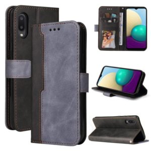 For Samsung Galaxy A02 / M02 EU Version Business Stitching-Color Horizontal Flip PU Leather Case with Holder & Card Slots & Photo Frame(Grey) (OEM)