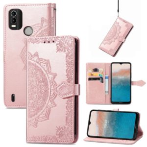 For Nokia C21 Plus Mandala Flower Embossed Leather Phone Case(Rose Gold) (OEM)