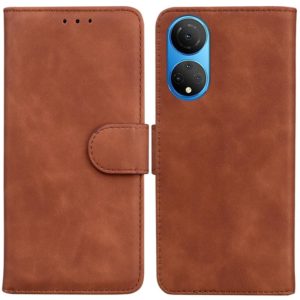 For Honor X7 Skin Feel Pure Color Flip Leather Phone Case(Brown) (OEM)
