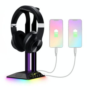 Dual USB RGB Color Changing Gaming Headset Stand(Black) (OEM)