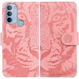 For Motorola Moto G31 4G(Brazil) Tiger Embossing Pattern Horizontal Flip Leather Phone Case(Pink) (OEM)
