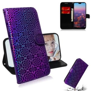 For Huawei P20 Solid Color Colorful Magnetic Buckle Horizontal Flip PU Leather Case with Holder & Card Slots & Wallet & Lanyard(Purple) (OEM)