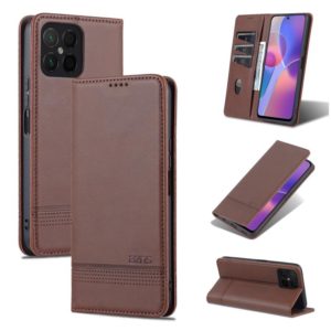 For Honor X8 / X30i AZNS Magnetic Calf Texture Flip Leather Phone Case(Dark Brown) (AZNS) (OEM)