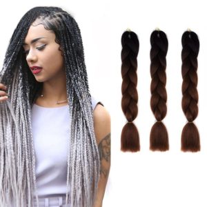 Fashion Color Gradient Individual Braid Wigs Chemical Fiber Big Braids, Length: 60cm(05 Black+Dark Brown) (OEM)