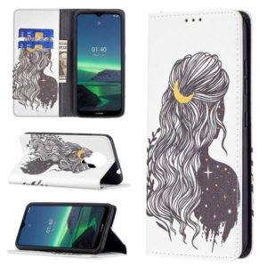 For Nokia 1.4 Colored Drawing Pattern Invisible Magnetic Horizontal Flip PU Leather Case with Holder & Card Slots & Wallet(Girl) (OEM)