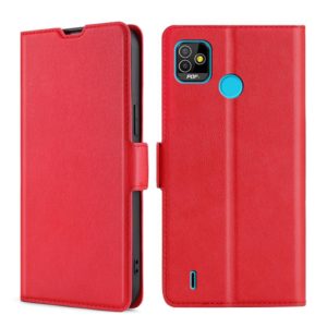 For Tecno Pop 5 Ultra-thin Voltage Side Buckle PU + TPU Horizontal Flip Leather Case with Holder & Card Slot(Red) (OEM)