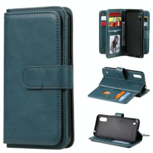 For Samsung Galaxy A01 Multifunctional Magnetic Copper Buckle Horizontal Flip Solid Color Leather Case with 10 Card Slots & Wallet & Holder & Photo Frame(Dark Green) (OEM)