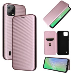For Blackview A55 Carbon Fiber Texture Horizontal Flip PU Phone Case(Pink) (OEM)