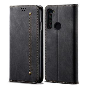 For Xiaomi Redmi Note 8 Denim Texture Casual Style Horizontal Flip Leather Case with Holder & Card Slots & Wallet(Black) (OEM)